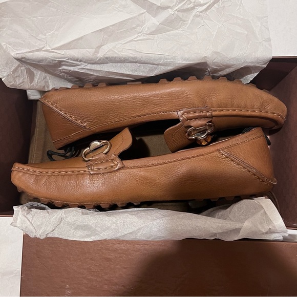 Authentic Gucci Leather Driving Shoes Loafers with Bamboo Horsebit Size 39 Tan - Picture 15 of 17